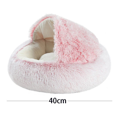 Cat Bed Pet Mattress Warm Soft Plush Pet Bed with Cover round Cat Dog Sleeping Nest Cave for Small Dogs Kitten